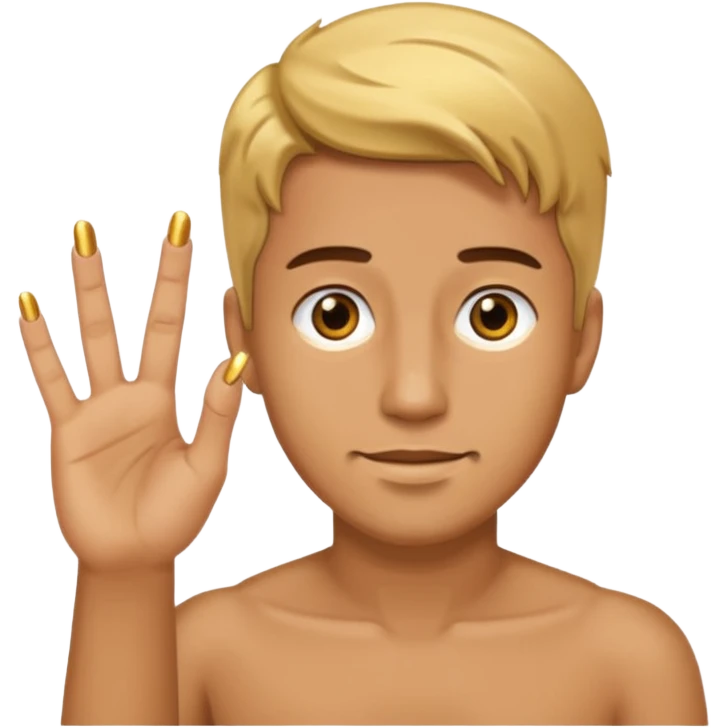 Man Tan skin hand with short gold nails emoji