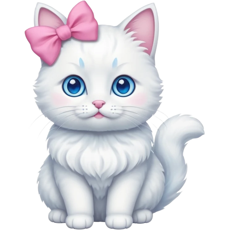White cat with pink bow emoji