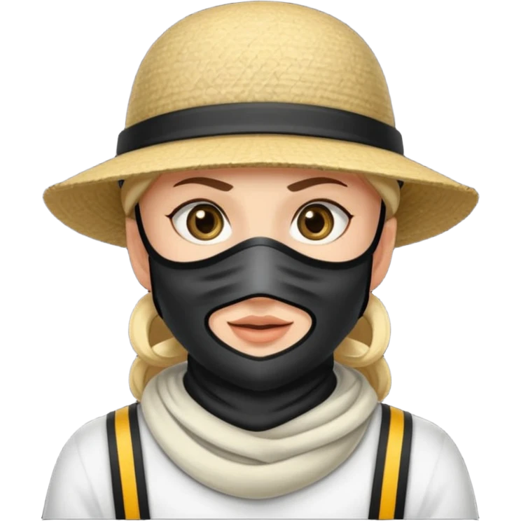 Cartoon-Räuber mit schwarzer Augenmaske, gestreiftem Shirt, schwarzer Mütze der sich von einem seil herunter lässt emoji