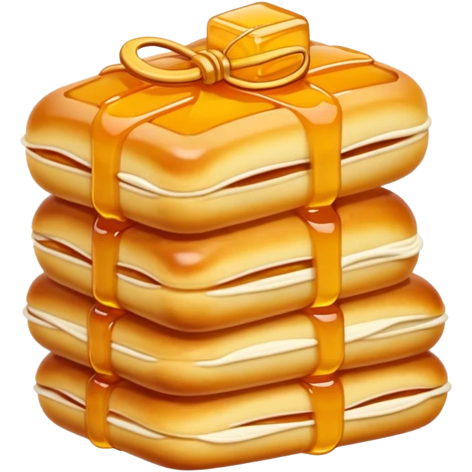 Sachima soft sweet pastry strips with honey, simplified emoji style with bold outlines and bright colors, cartoon style Sa Qi Ma Manchu dessert emoji