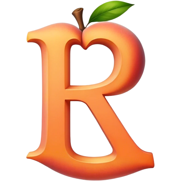 Serif capitlaized R in peach color emoji