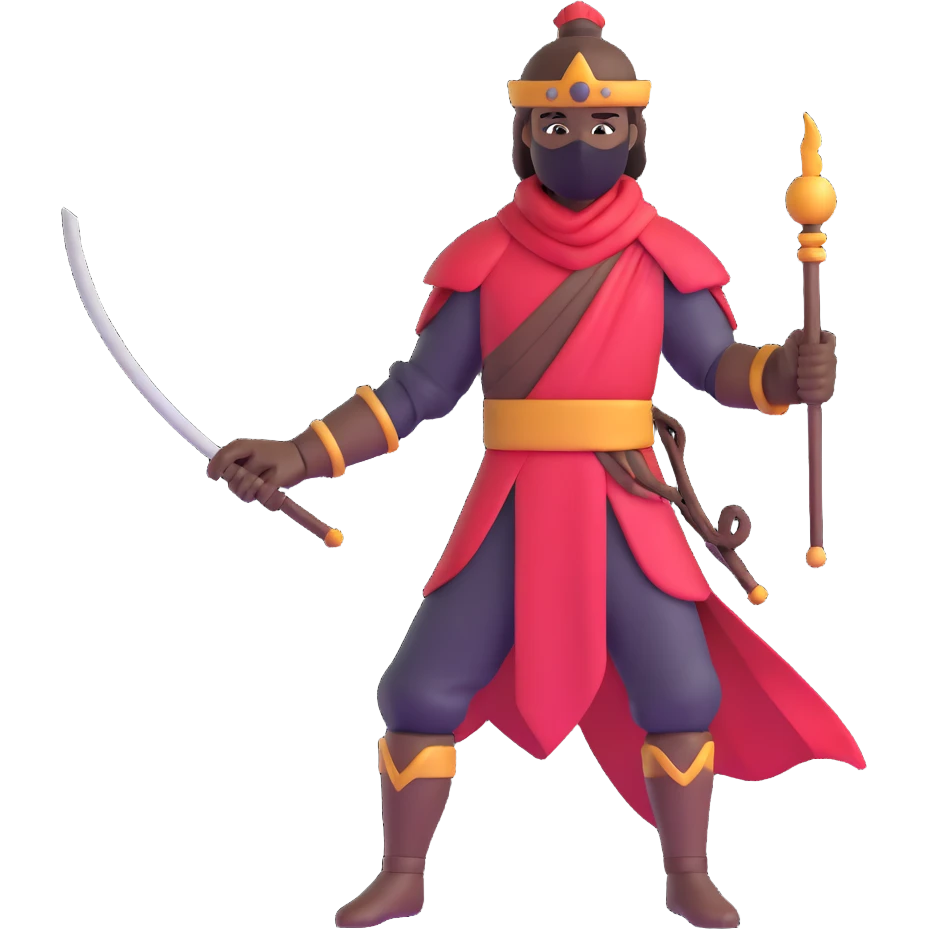 silhouette warrior with silk thread emoji