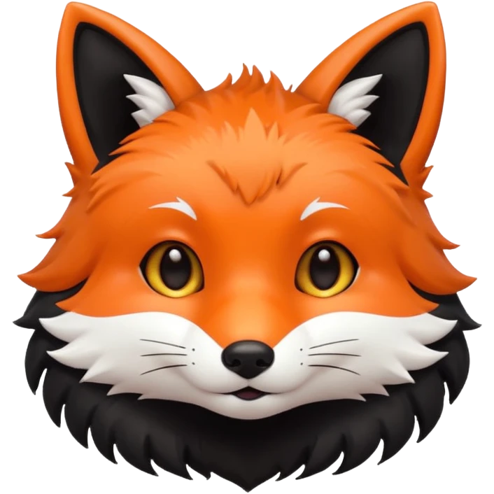 une tête de renard trop kawaii avec des poils noirs à la place des poils blancs emoji