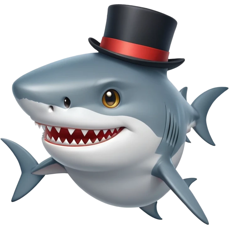 shark wearing a top hat emoji