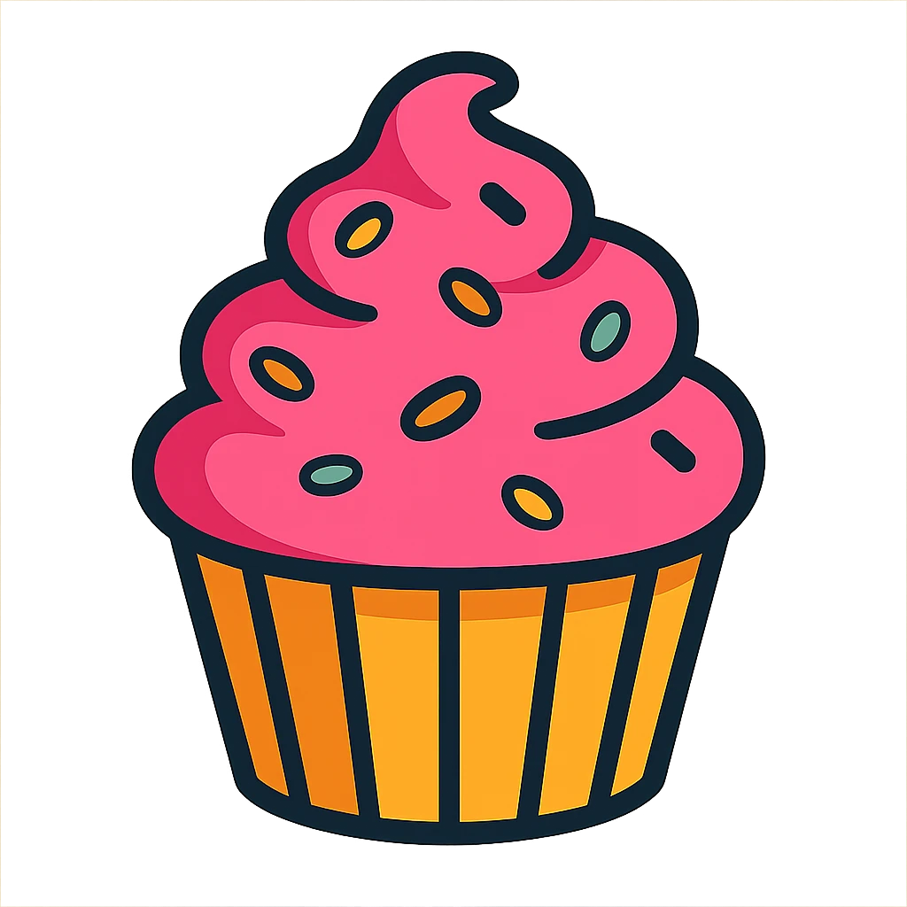 a cupcake with pink icing emoji