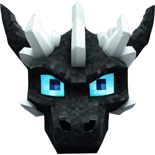 Minecraft Glitter Black Dragon Head With Diamond Horn emoji