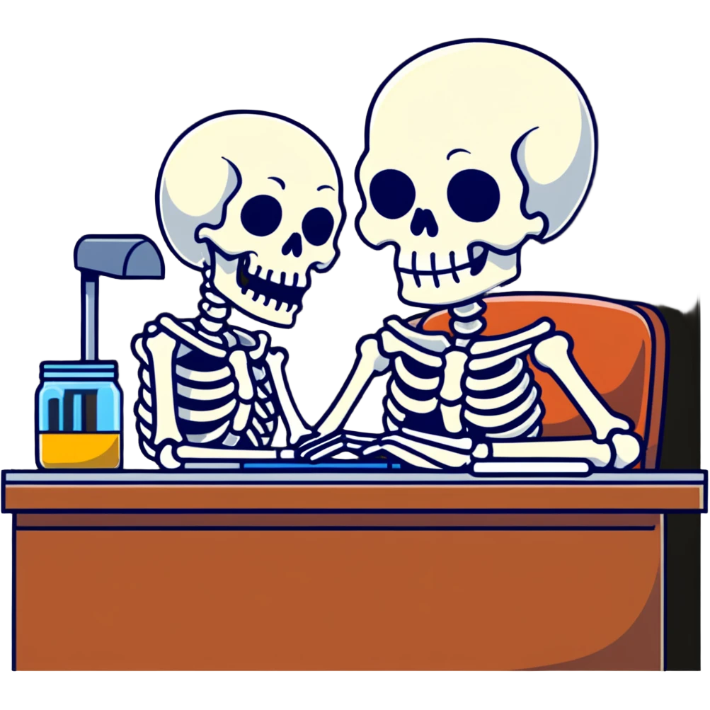 Skeleton with head on his desk emoji