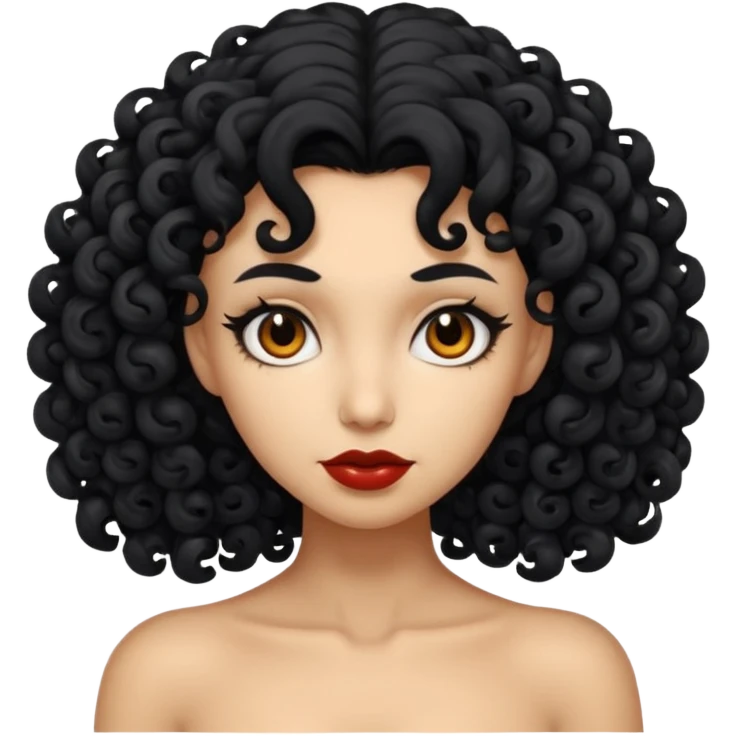 A woman with a curly black hair meeting mothman emoji
