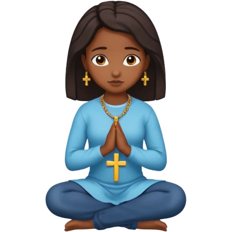 Black girl praying on knees emoji