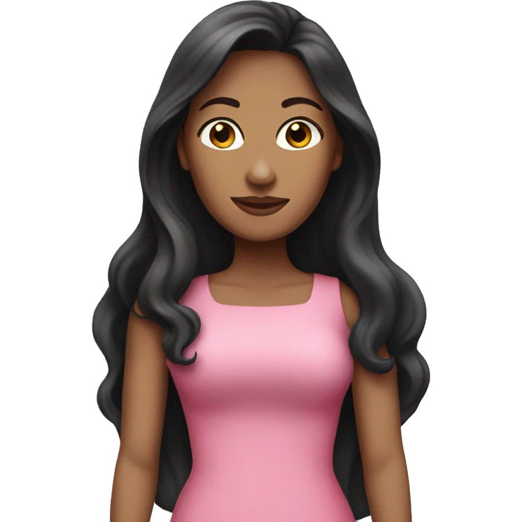 White Woman with long dark hair pink dress emoji