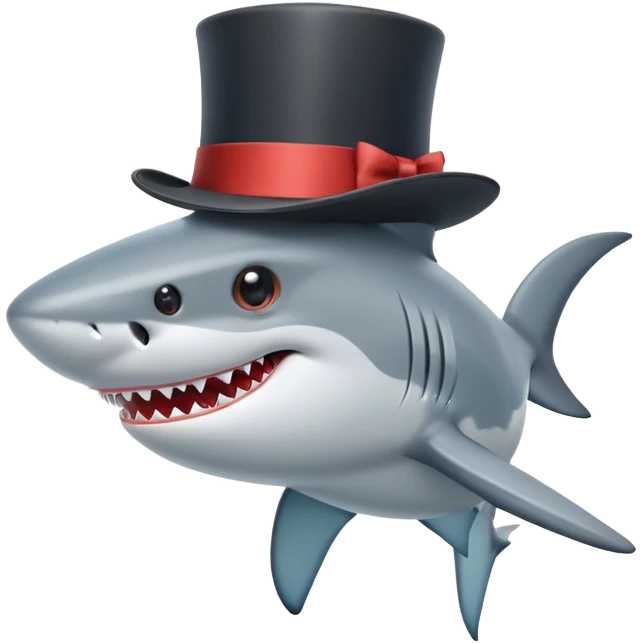 Shark with a top hat emoji