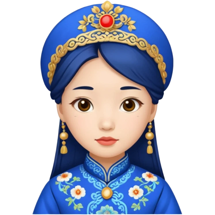 chinese girl in blue traditional costume emoji