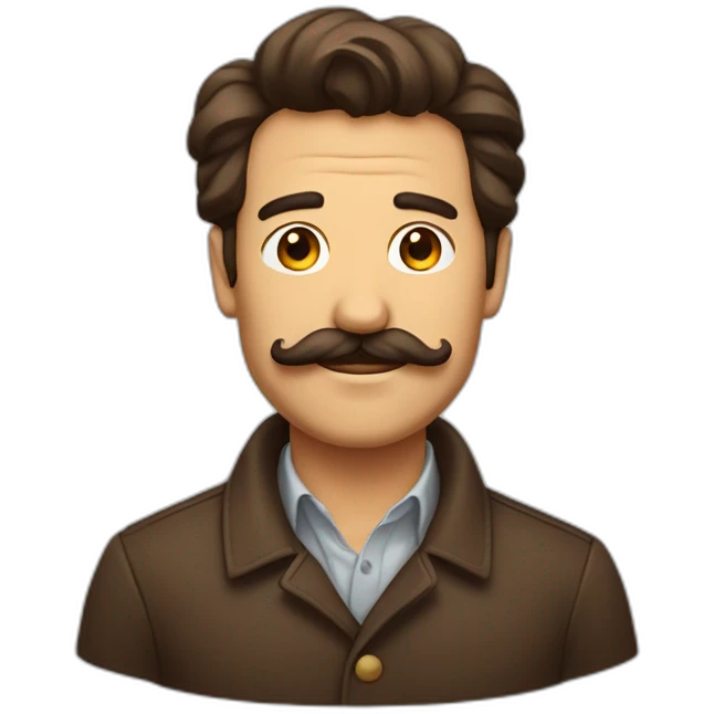 Homme brun énervé avec un petite moustache emoji