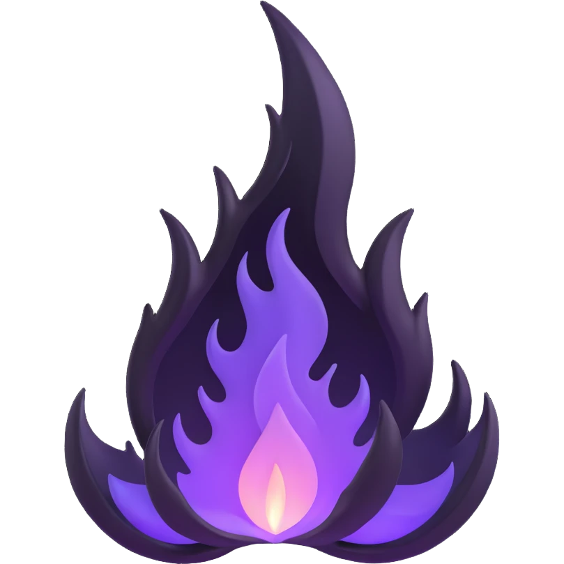 stylized black flame with purple glow emoji