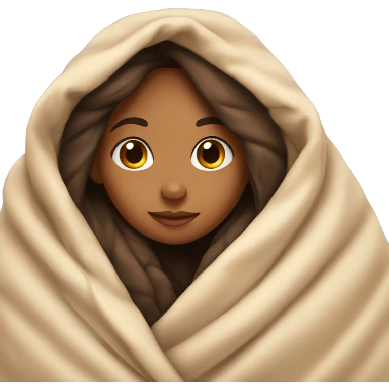 Cute brown girl tucked in cozy emoji