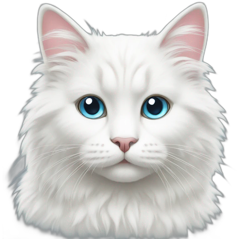 white fluffy cat with different eyes emoji