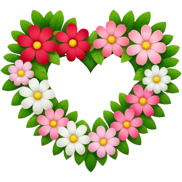a heart made of flowers with leaves emoji