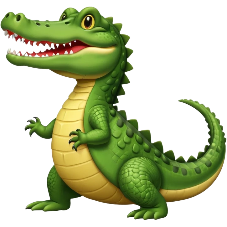 Crocodile with tail over its back with its mouth alittle open emoji
