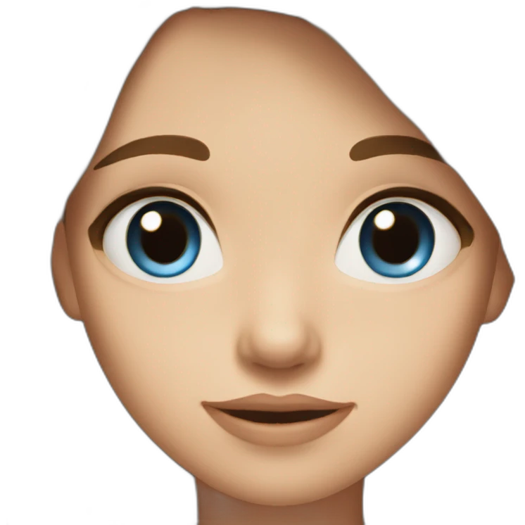 girl with long brown hair, light skin and blue eyes emoji