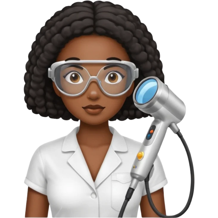 black girl doing laser hair removal emoji