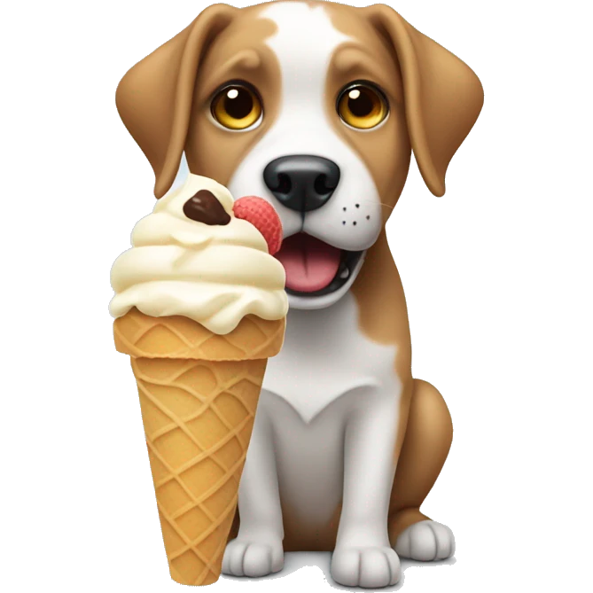 Dog eating ice cream emoji