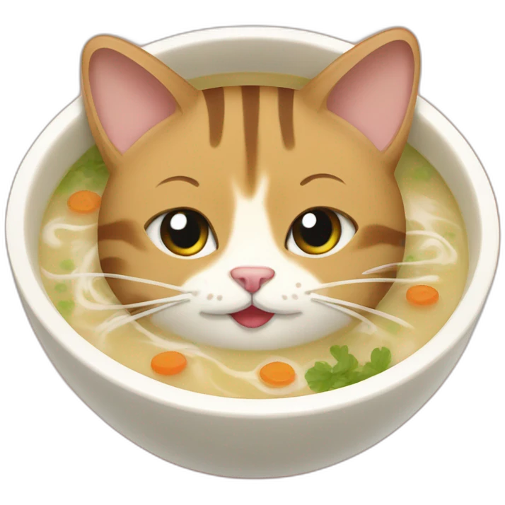 Tabby cat in Miso soup emoji
