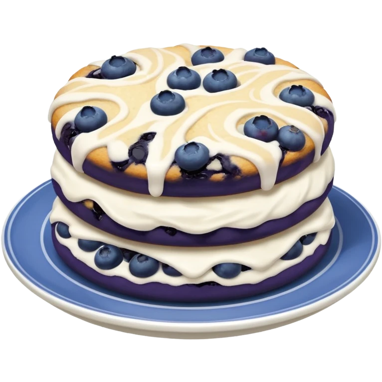 plate of 2 blueberry biscuits with white icing swirl on top emoji