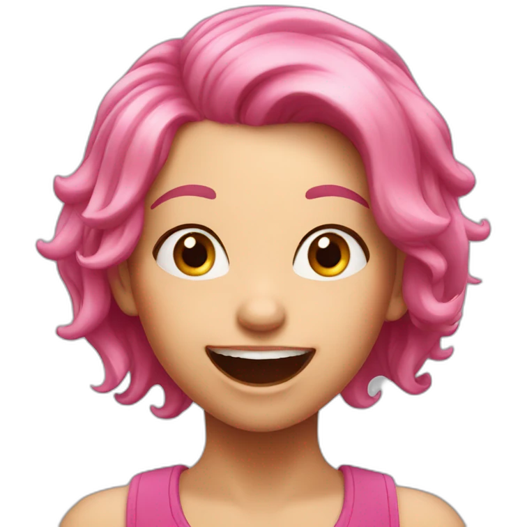 excited pink hair girl emoji