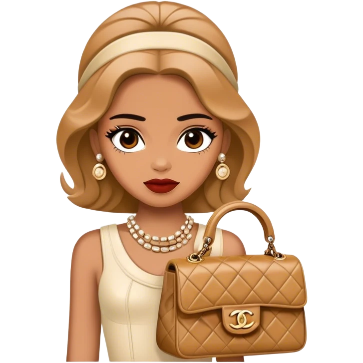 girl dressed up in chanel with a chanel bag emoji