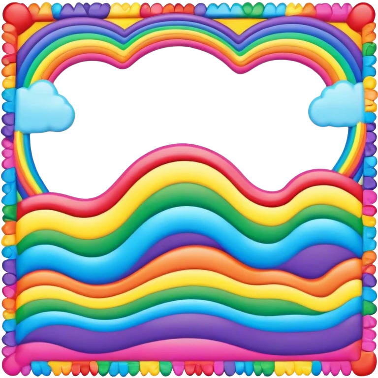 3D, psychedelic rainbow colored hippie style border emoji