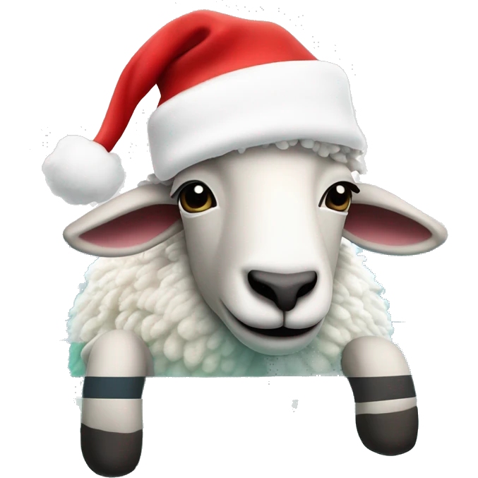 Sheep in a swimming pool with Santa hat ￼ emoji