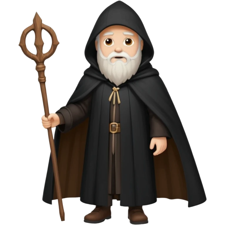A wandering philosopher in a long black cloak with a staff emoji