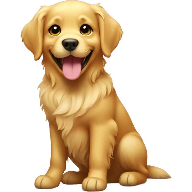 Golden retriever with cute smile emoji