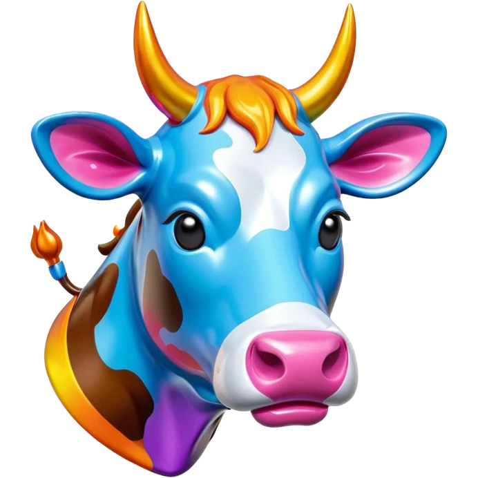   jeff koons style vinyl balloon girl cow sculpture  emoji