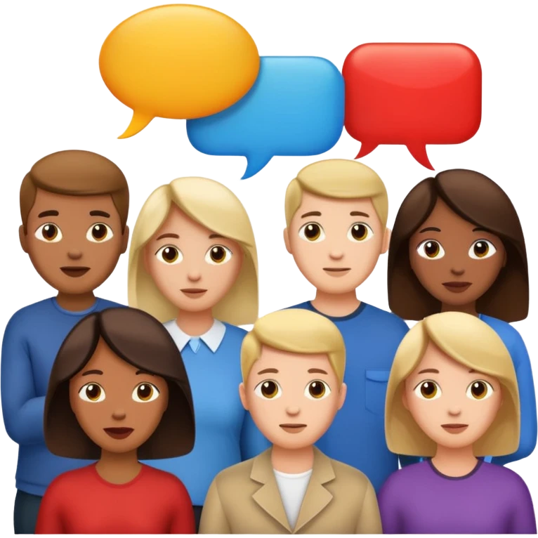 lots of people communicating with each other with speech bubbles emoji