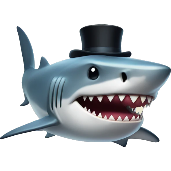 Shark with a top hat emoji