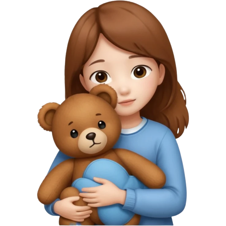 Little korean girl – hugging a teddy bear.
 emoji