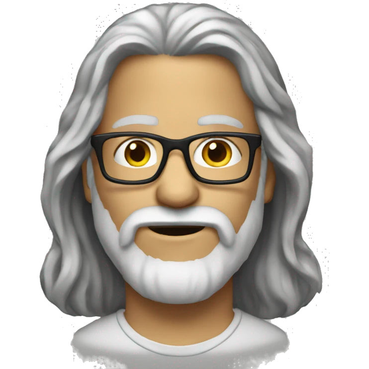 a boomer long hair and beard  glasses emoji