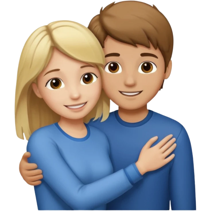 Amour à distance fille blonde et garçon brun tous les deux clair de peau  emoji