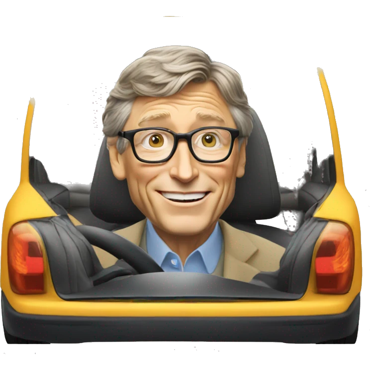 Bill Gates driving a car emoji