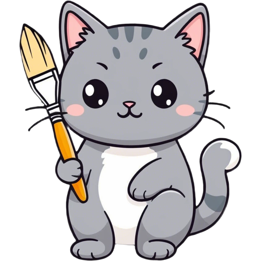 Cat holding a brush emoji