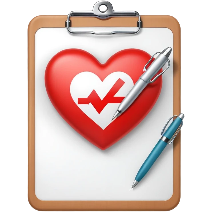 Medical clipboard with heart symbol and check mark, representing sexual health checkup emoji