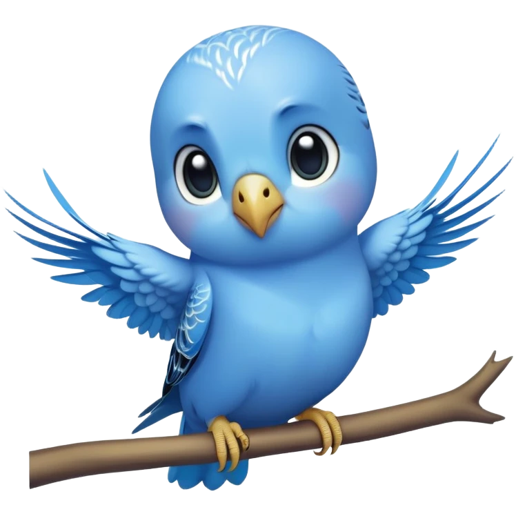 adorable-[budgie]-realistic-full-body-perched-emoji,-wings-tucked-neatly,-head-tilted-dramatically,-sleek-[blue]-feathers,-simplified-yet-realistic-focused-features,-highly-detailed,-glowing-with-an-almost-sarcastic-glow emoji