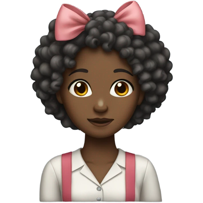 Black curly hair girl with a bow emoji