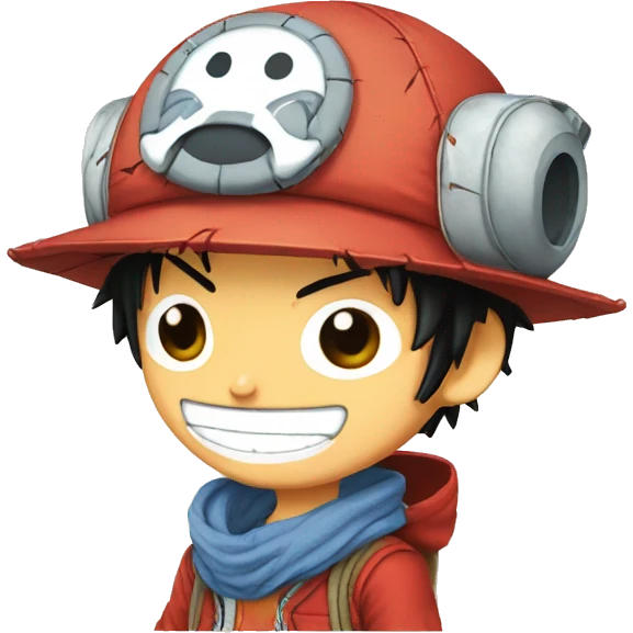 Luffy avec un casque stitch emoji