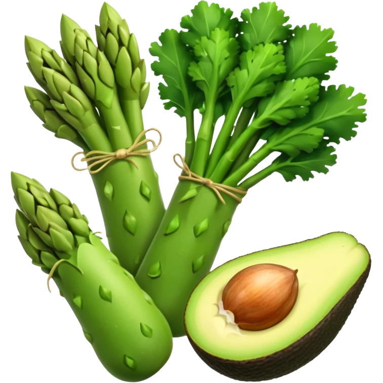 asparagus,avocado, broccoli, garlic emoji