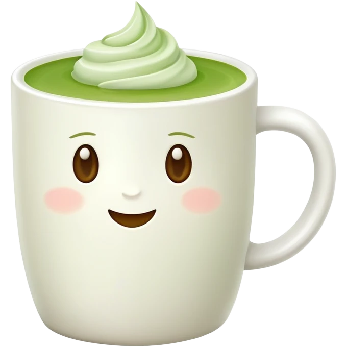 matcha latte in white mug emoji