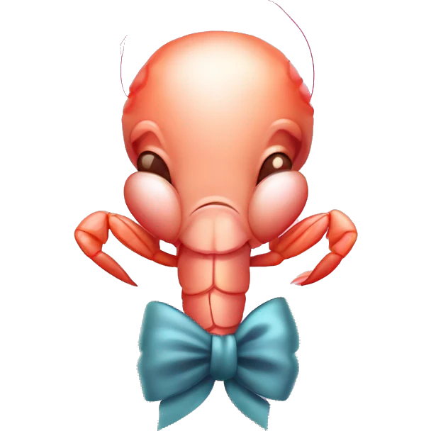 SHRIMP cartoon with pink bow coquette  emoji