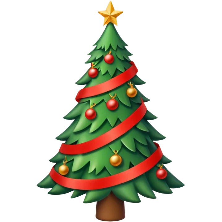christmas tree with many red ribbons emoji