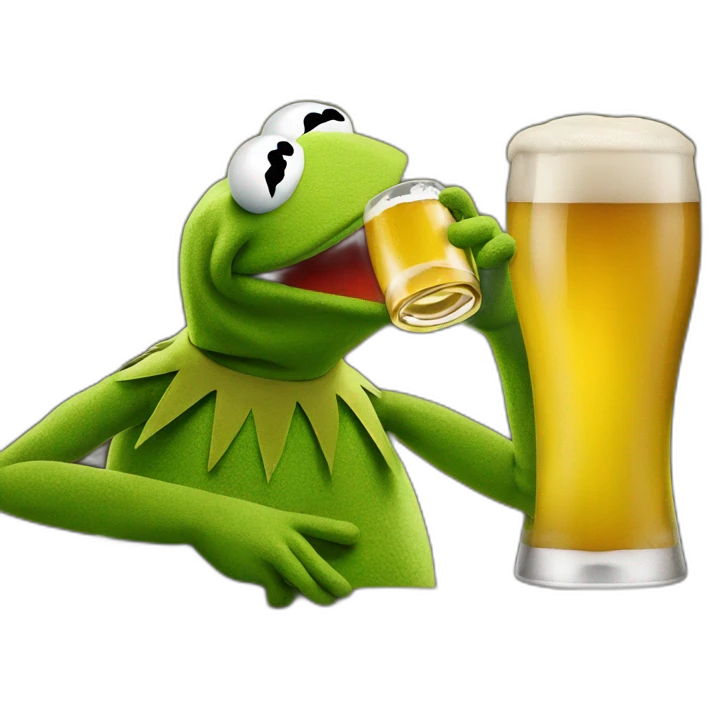 kermit the frog drinking beer emoji